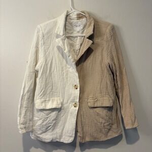 LELIS 100% Cotton Blazer Jacket Monochrome Lightweight Small Preppy Country Club